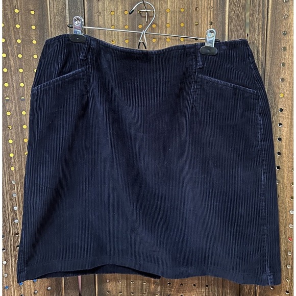 Eddie Bauer Dresses & Skirts - VTG Eddie Bauer Navy Blue Corduroy Skirt Women's 18 Y2K Dark Academia CabinCore